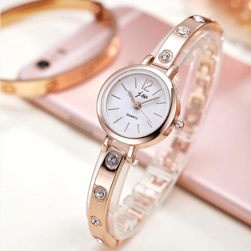 Bracelet De Mode De Luxe En Acier Bande Strass Femmes Montre Montre À Quartz