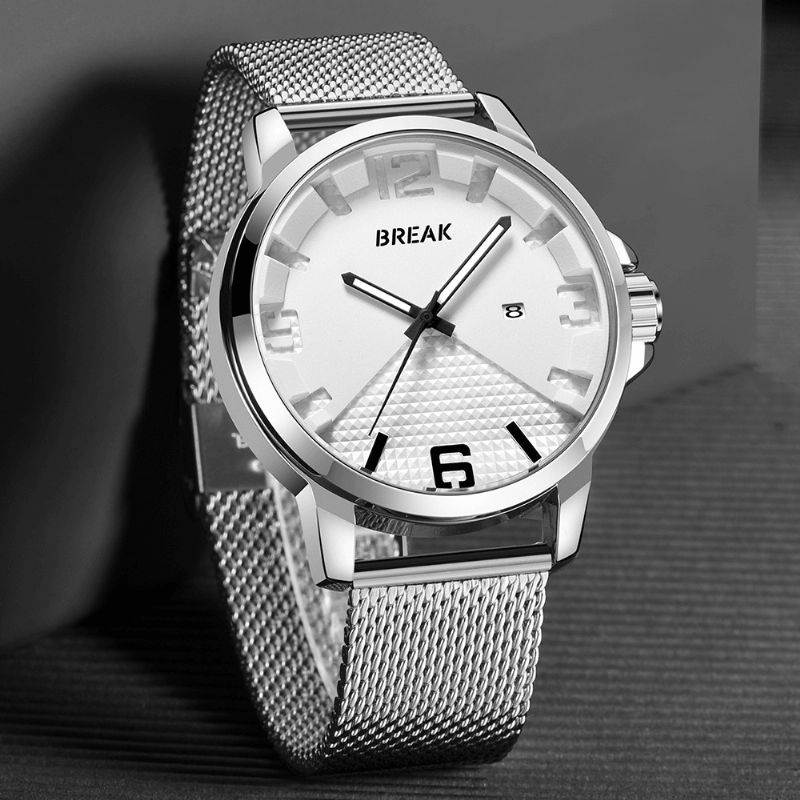 Break 3301 Calendrier Sport Hommes Montre-bracelet Conception Simple Montres À Quartz En Acier Inoxydable