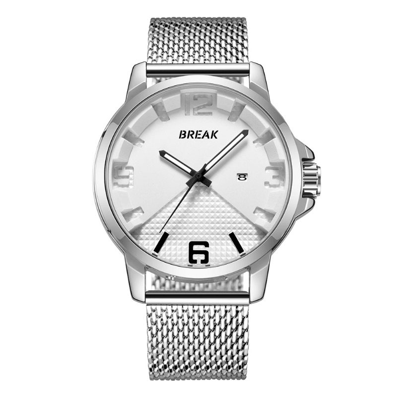 Break 3301 Calendrier Sport Hommes Montre-bracelet Conception Simple Montres À Quartz En Acier Inoxydable