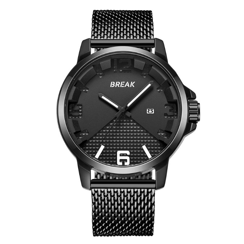 Break 3301 Calendrier Sport Hommes Montre-bracelet Conception Simple Montres À Quartz En Acier Inoxydable