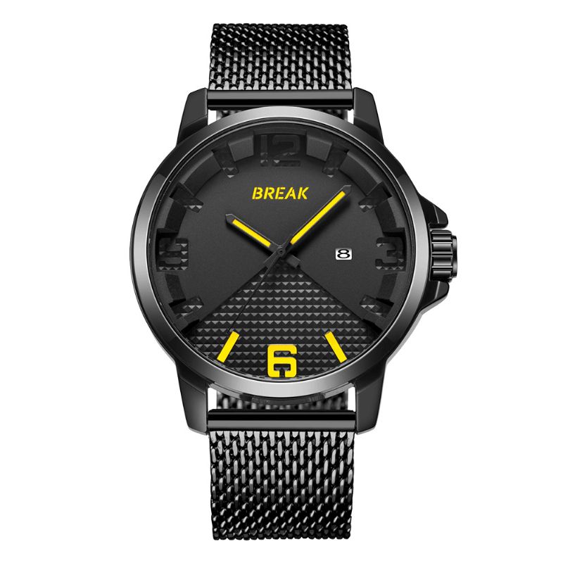 Break 3301 Calendrier Sport Hommes Montre-bracelet Conception Simple Montres À Quartz En Acier Inoxydable