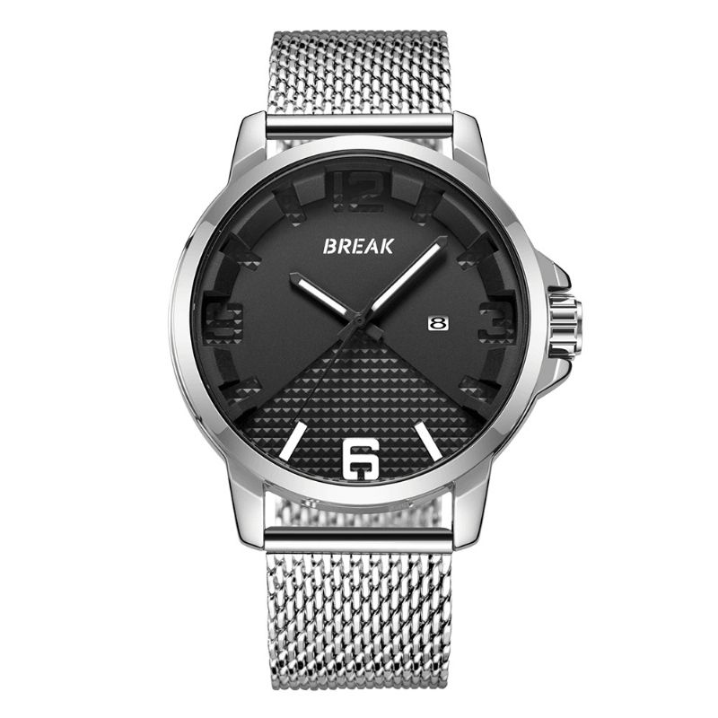 Break 3301 Calendrier Sport Hommes Montre-bracelet Conception Simple Montres À Quartz En Acier Inoxydable