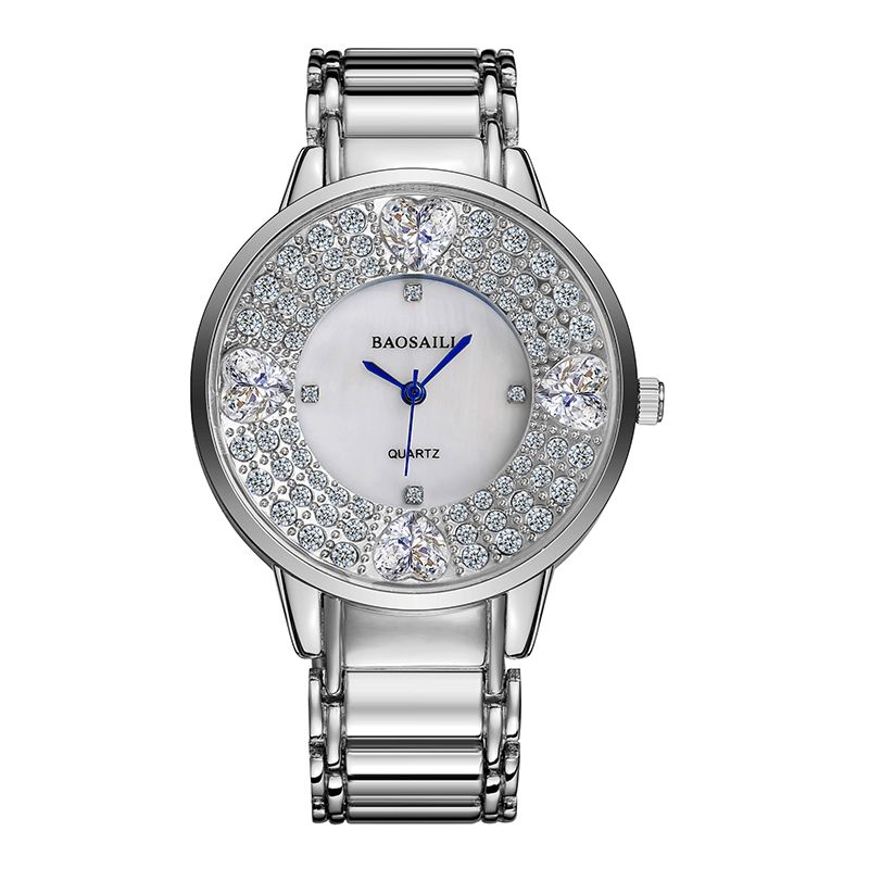 Bsl1036 Montre-bracelet Brillante Pour Femme Montre À Quartz En Diamant Imitation Cœur