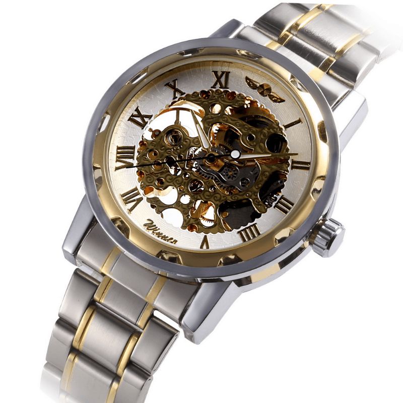 Business Skeleton Dial Steel Band Étanche Hommes Montre Mécanique Automatique Montre-bracelet