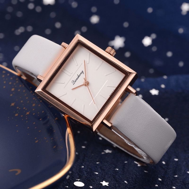 Cadran Carré Simple Bracelet En Cuir Pu Femmes Mode Dames Robe Bracelet Montre À Quartz