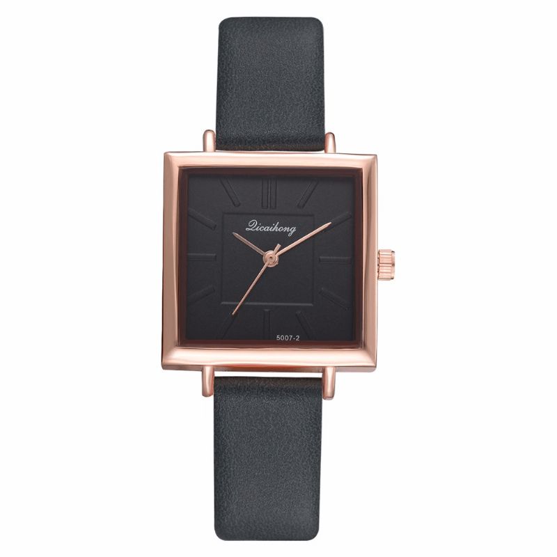 Cadran Carré Simple Bracelet En Cuir Pu Femmes Mode Dames Robe Bracelet Montre À Quartz