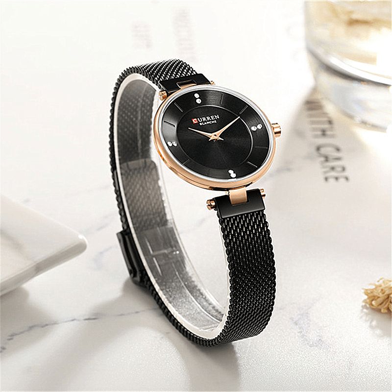 Cadran Ultra Mince Design Élégant Montre Femme Montre À Quartz Pleine Acier