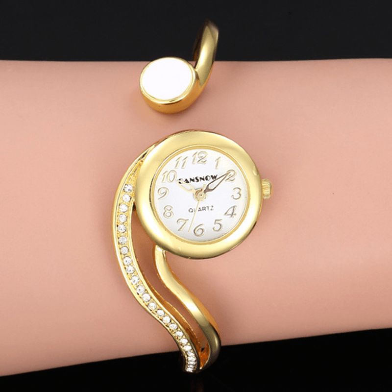 Cansnow Montre-bracelet Irrégulière Pour Femme De Style Décontracté Montres À Quartz En Cristal