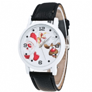 Cartoon Santa Et Elk Pattern Mode Cute Kid Montre Montre À Quartz Pour Enfants