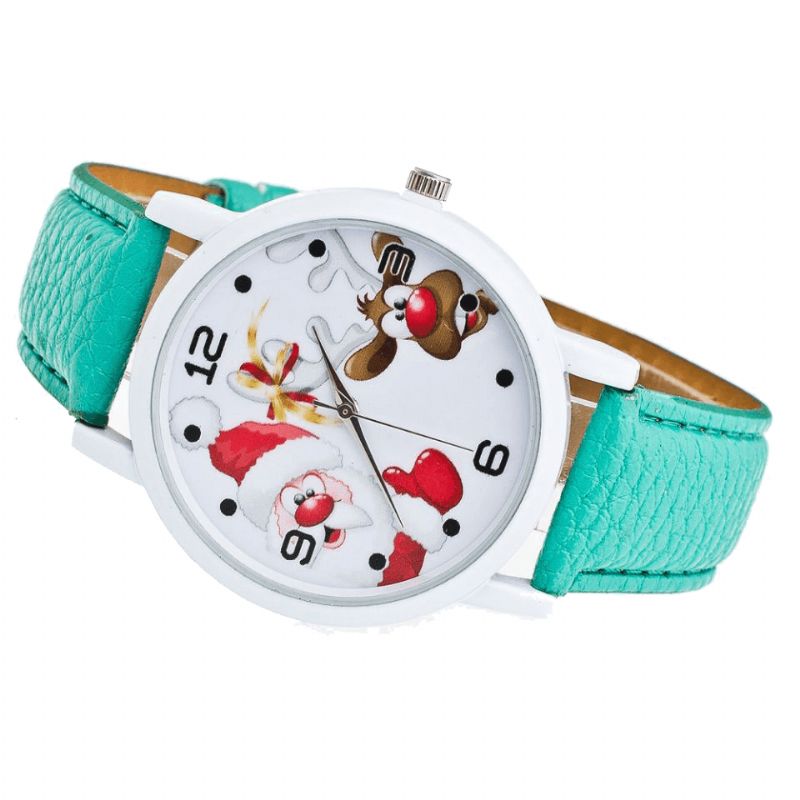 Cartoon Santa Et Elk Pattern Mode Cute Kid Montre Montre À Quartz Pour Enfants