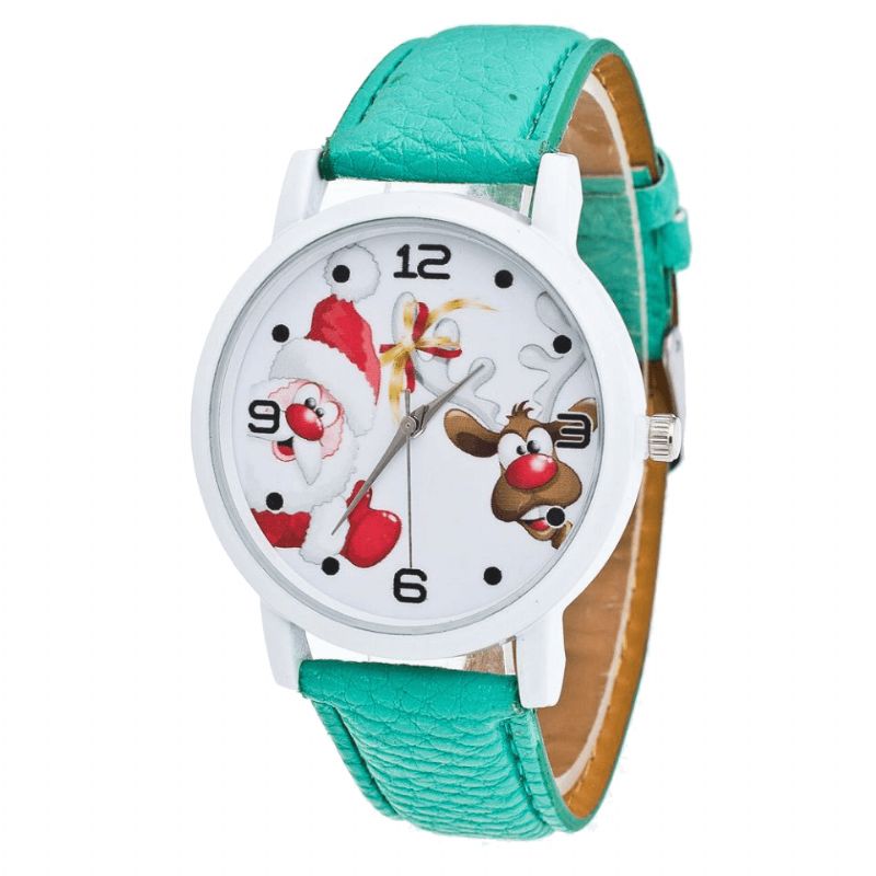 Cartoon Santa Et Elk Pattern Mode Cute Kid Montre Montre À Quartz Pour Enfants