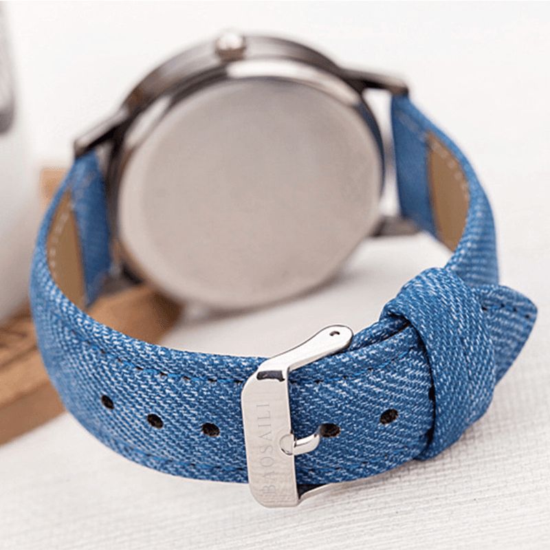 Casual Black Horse Desert Dial All-match Denim Strap Hommes Montre À Quartz Montre-bracelet