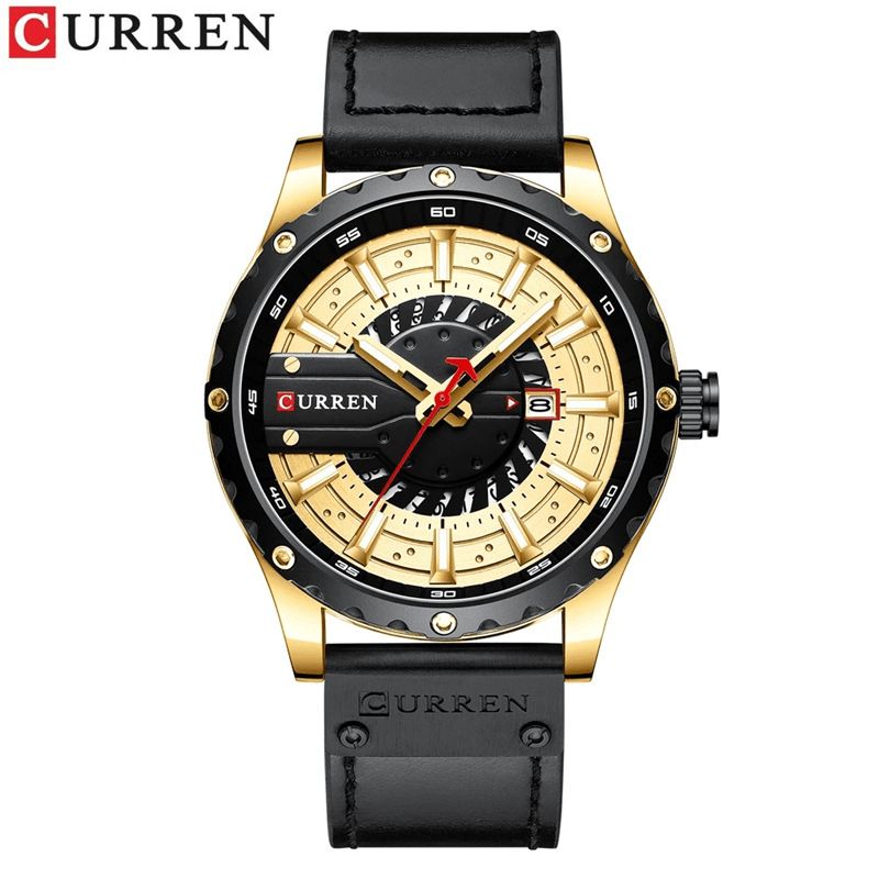 Casual Business Avec Calendrier Cadran Bracelet En Cuir Pu 3atm Étanche Hommes Montre À Quartz Montre-bracelet