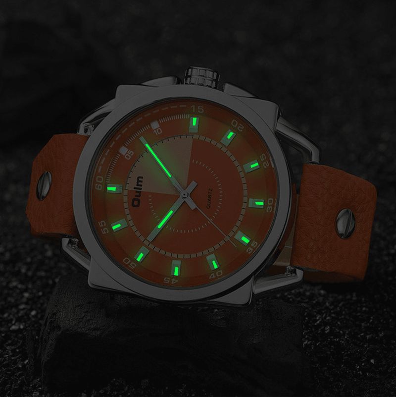 Casual Mode Luminous Large Dial Pu Leather Strap Waterproof Montre À Quartz Homme Wristmontre