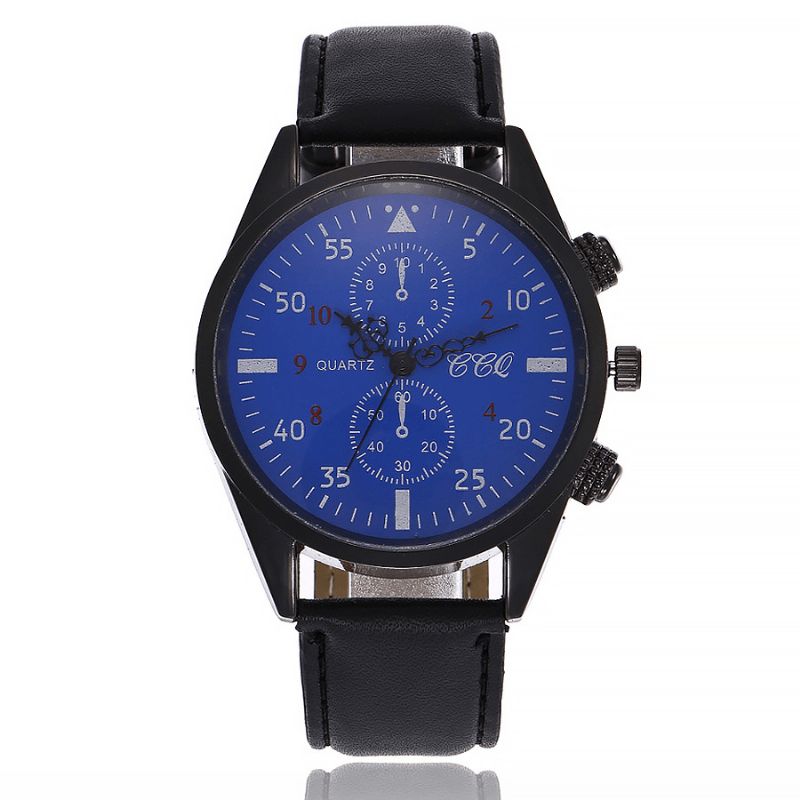 Ccq Sports Casual Simple Cadran Pu Cuir Bande Étanche Hommes Montre À Quartz