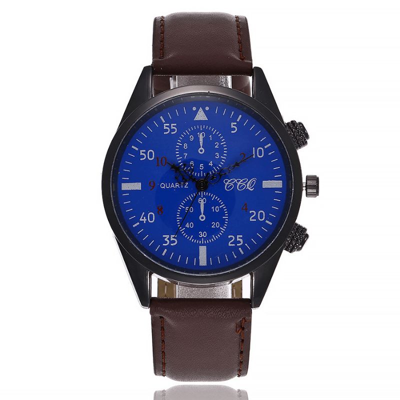 Ccq Sports Casual Simple Cadran Pu Cuir Bande Étanche Hommes Montre À Quartz