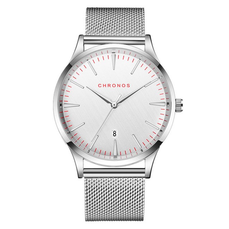 Chronos Ch27 Style Décontracté Étanche Hommes Montre-bracelet 40mm Hardlex Cadran Ultra Mince Montre À Quartz