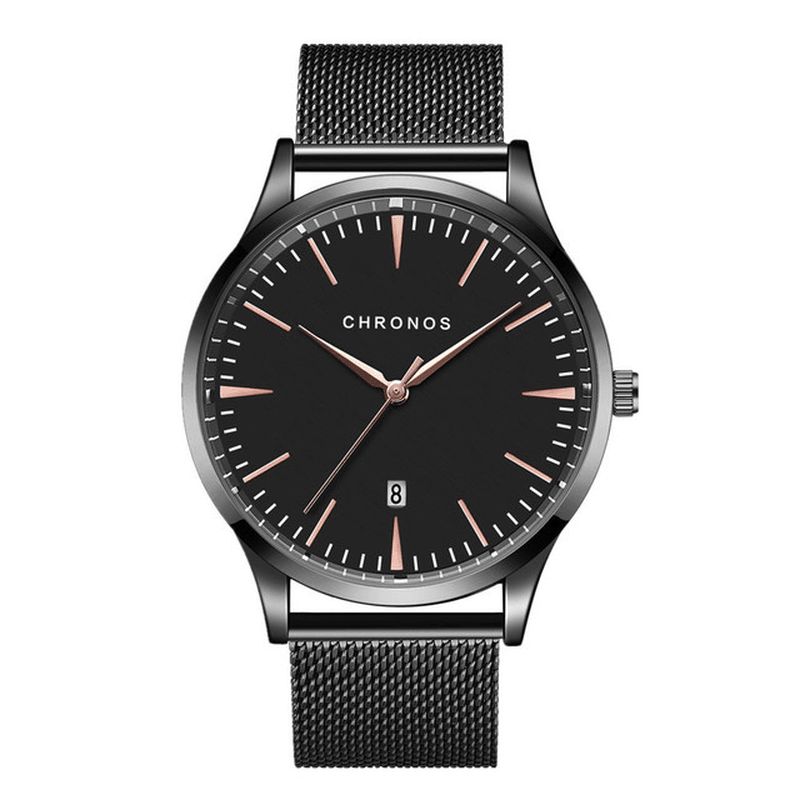 Chronos Ch27 Style Décontracté Étanche Hommes Montre-bracelet 40mm Hardlex Cadran Ultra Mince Montre À Quartz