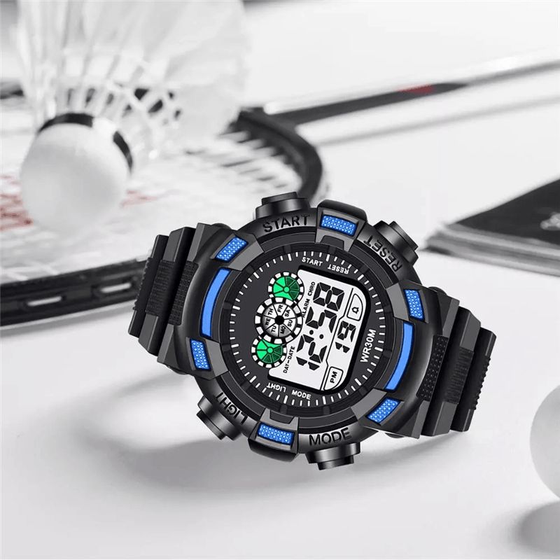 Coobos 0929 Mode Hommes Led Montre Numérique Électronique Calendrier Lumineux Réveil Étanche Montre De Sport