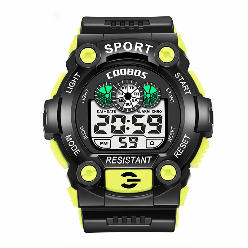 Coobos 1008 Mode Hommes Led Montre Numérique Électronique Calendrier Lumineux Réveil Étanche Montre De Sport