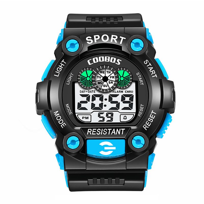 Coobos 1008 Mode Hommes Led Montre Numérique Électronique Calendrier Lumineux Réveil Étanche Montre De Sport