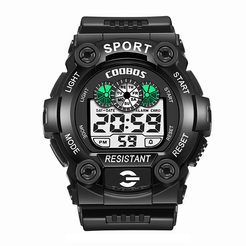 Coobos 1008 Mode Hommes Led Montre Numérique Électronique Calendrier Lumineux Réveil Étanche Montre De Sport