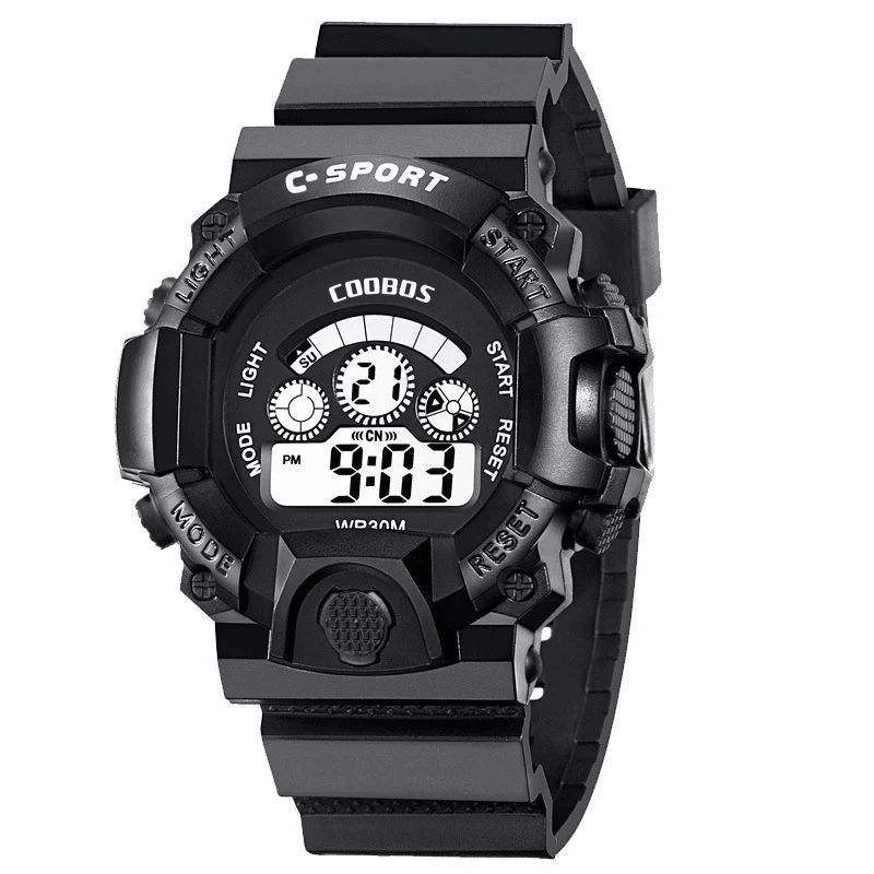 Coobos 1016 Mode Hommes Led Montre Numérique Électronique Calendrier Lumineux Réveil Étanche Montre De Sport