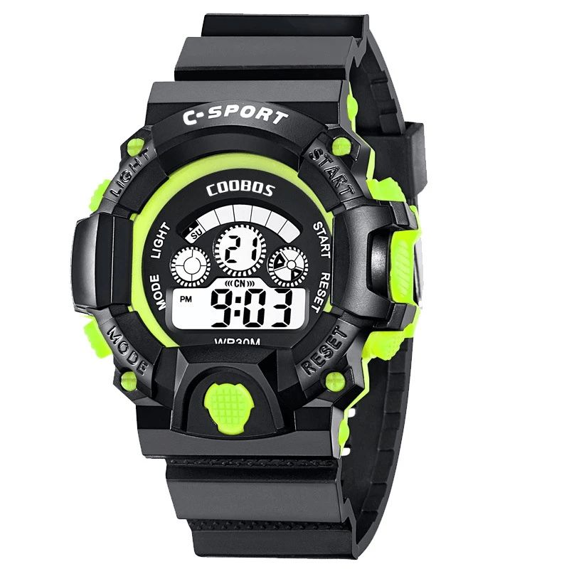 Coobos 1016 Mode Hommes Led Montre Numérique Électronique Calendrier Lumineux Réveil Étanche Montre De Sport