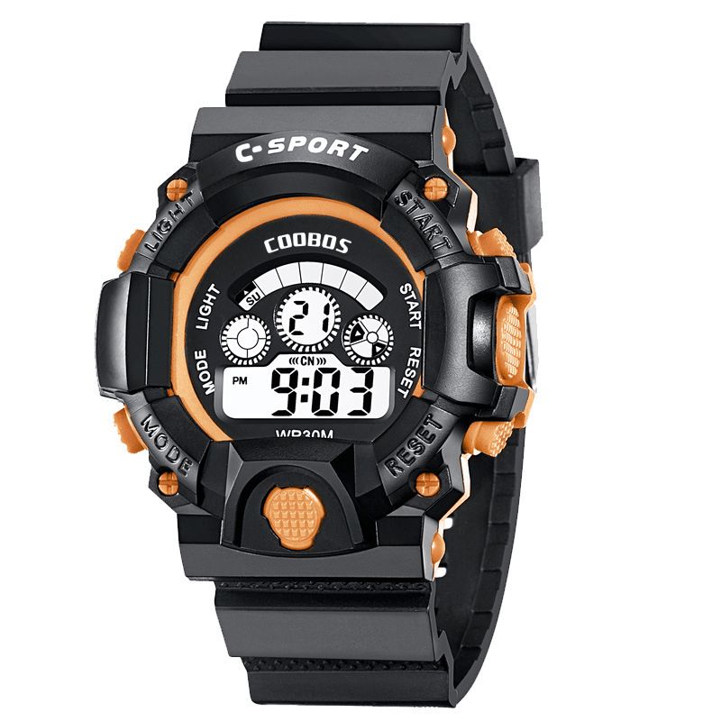 Coobos 1016 Mode Hommes Led Montre Numérique Électronique Calendrier Lumineux Réveil Étanche Montre De Sport