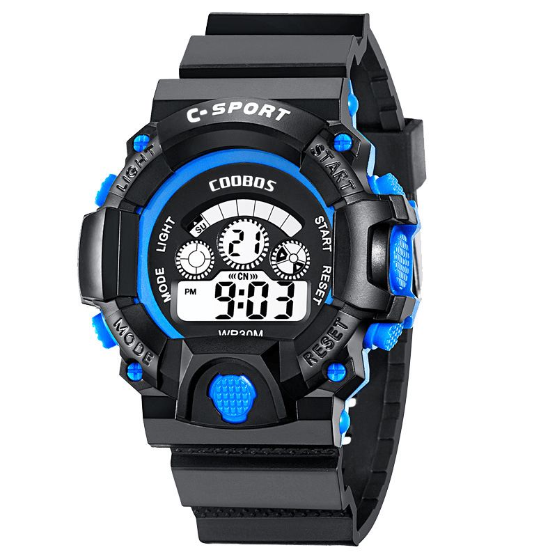 Coobos 1016 Mode Hommes Led Montre Numérique Électronique Calendrier Lumineux Réveil Étanche Montre De Sport