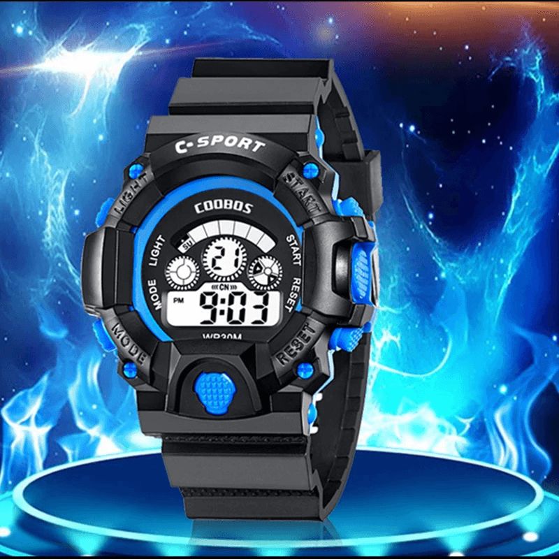 Coobos 1016 Mode Hommes Led Montre Numérique Électronique Calendrier Lumineux Réveil Étanche Montre De Sport