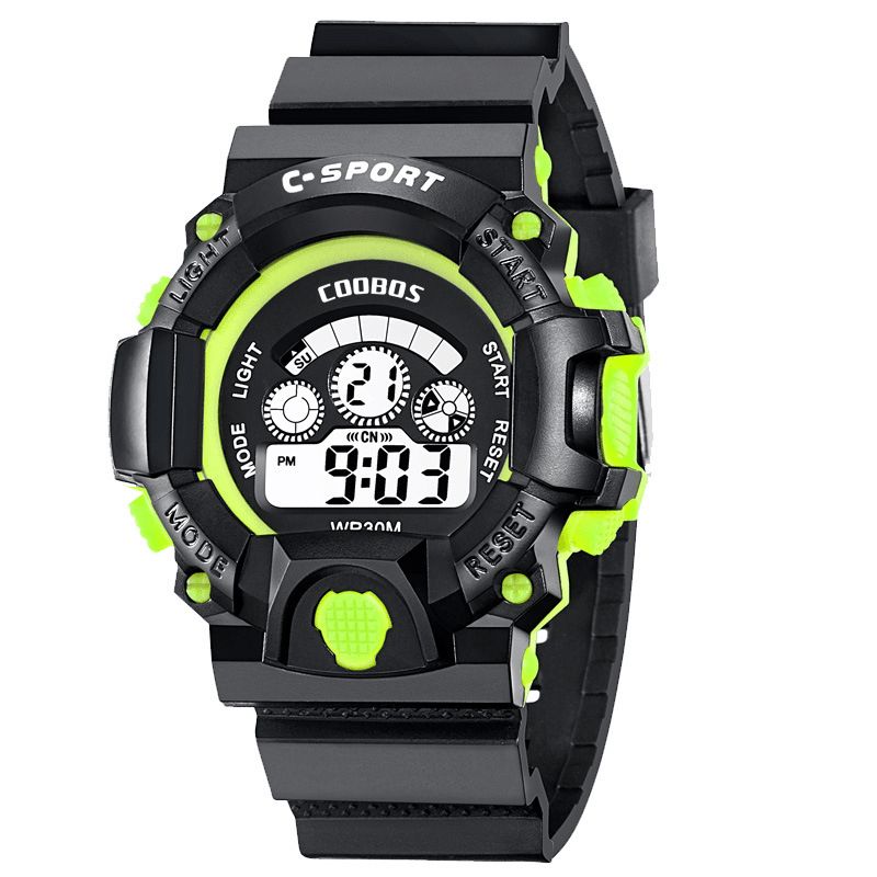 Coobos 1016 Mode Hommes Led Montre Numérique Électronique Calendrier Lumineux Réveil Étanche Montre De Sport