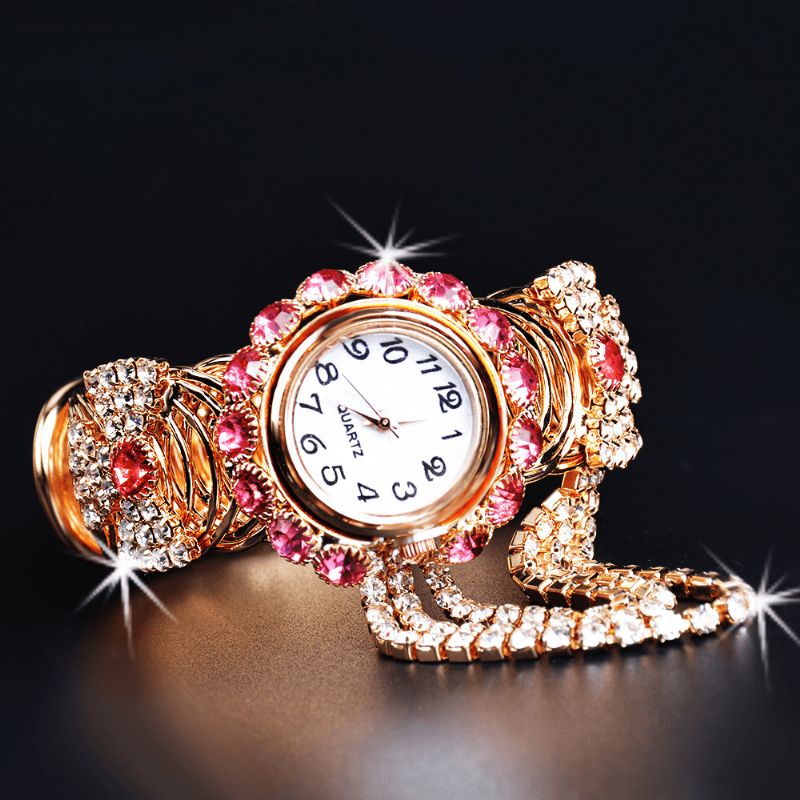 Cristal Style Rétro Femmes Bracelet Montre Robe De Mariée Montres À Quartz