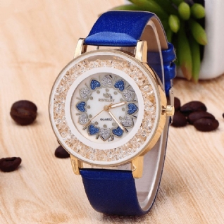 Crystal Shining Dress Ladies Montre Boîtier En Or Rose Bracelet En Cuir Montres À Quartz