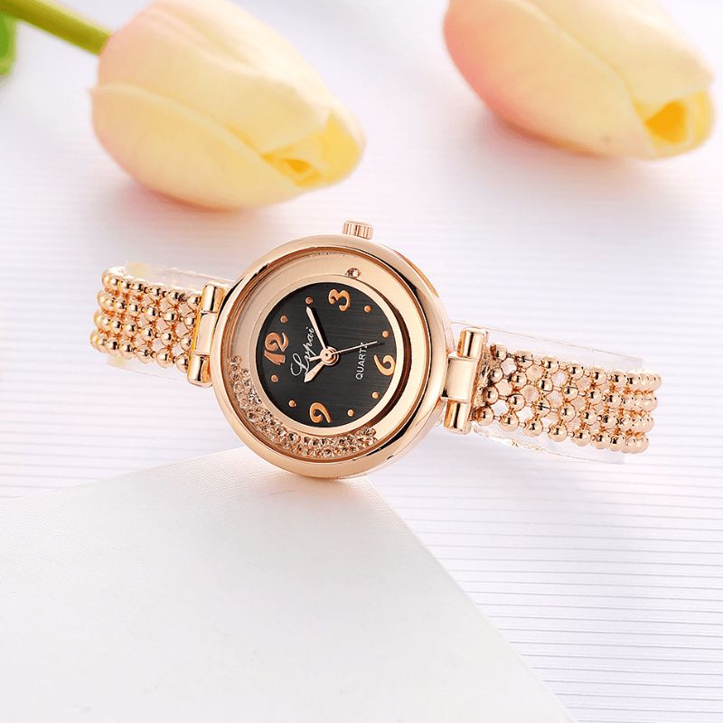 Design Élégant Brillant Femmes Bracelet Montre Strass Quartz Montre