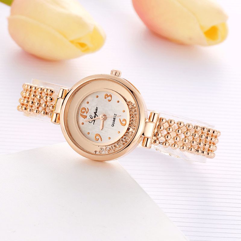 Design Élégant Brillant Femmes Bracelet Montre Strass Quartz Montre