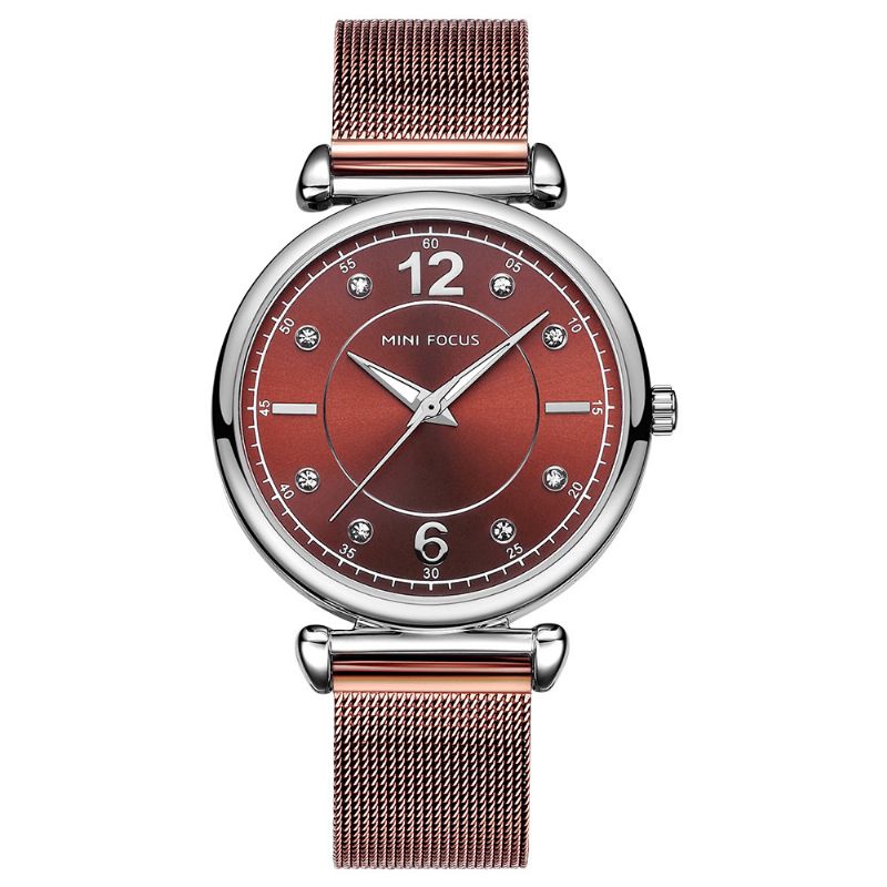 Design Élégant Maille Acier Femmes Montre-bracelet Cristal Dames Montre À Quartz