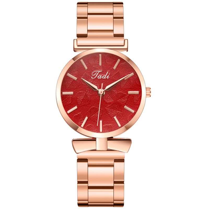 Design Élégant Sans Numéro Cadran Décontracté Montre-bracelet Pour Femme Boîtier En Or Rose Montre À Quartz En Alliage Complet