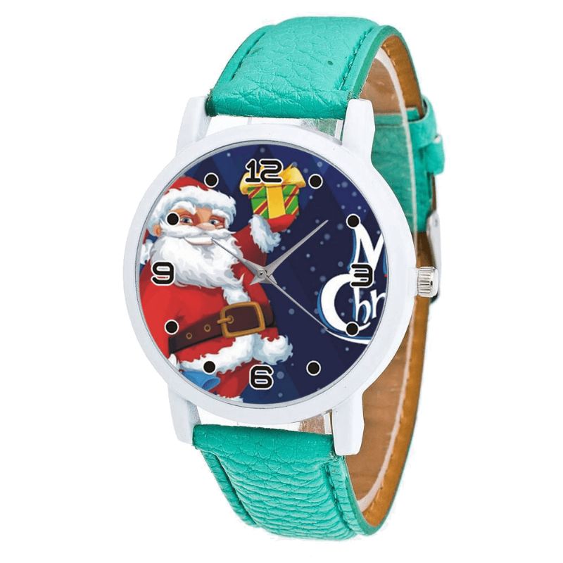 Dessin Animé Père Noël Avec Motif Ciel Étoilé Bracelet En Cuir Pu Montre Enfant Mode Enfants Montre À Quartz