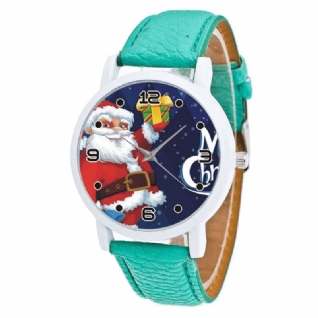 Dessin Animé Père Noël Avec Motif Ciel Étoilé Bracelet En Cuir Pu Montre Enfant Mode Enfants Montre À Quartz