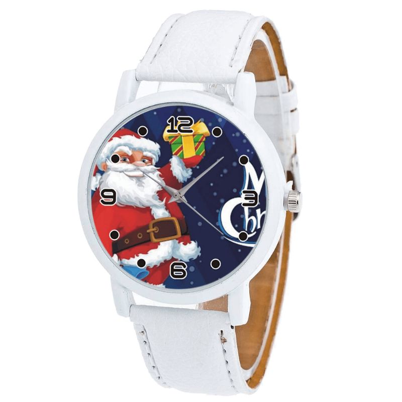 Dessin Animé Père Noël Avec Motif Ciel Étoilé Bracelet En Cuir Pu Montre Enfant Mode Enfants Montre À Quartz