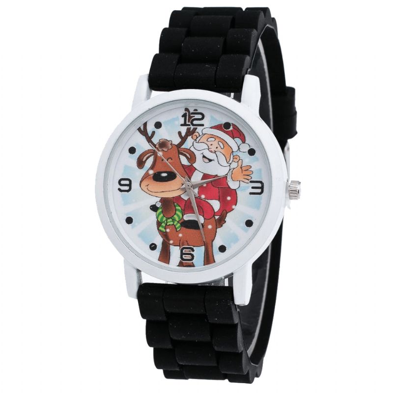 Dessin Animé Père Noël Et Renne Motif Bracelet En Silicone Montre Mignon Enfant Montre Mode Enfants Montre À Quartz