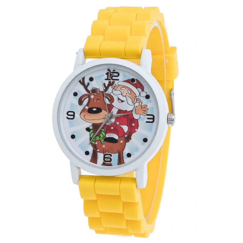 Dessin Animé Père Noël Et Renne Motif Bracelet En Silicone Montre Mignon Enfant Montre Mode Enfants Montre À Quartz