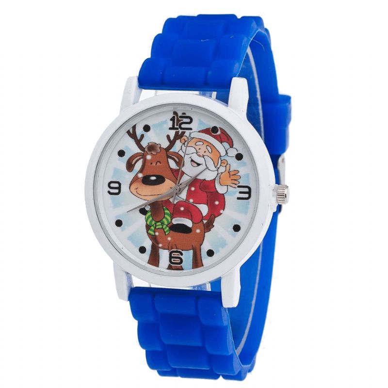 Dessin Animé Père Noël Et Renne Motif Bracelet En Silicone Montre Mignon Enfant Montre Mode Enfants Montre À Quartz