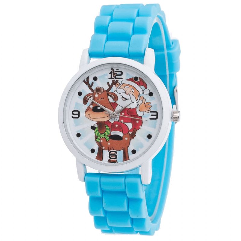 Dessin Animé Père Noël Et Renne Motif Bracelet En Silicone Montre Mignon Enfant Montre Mode Enfants Montre À Quartz