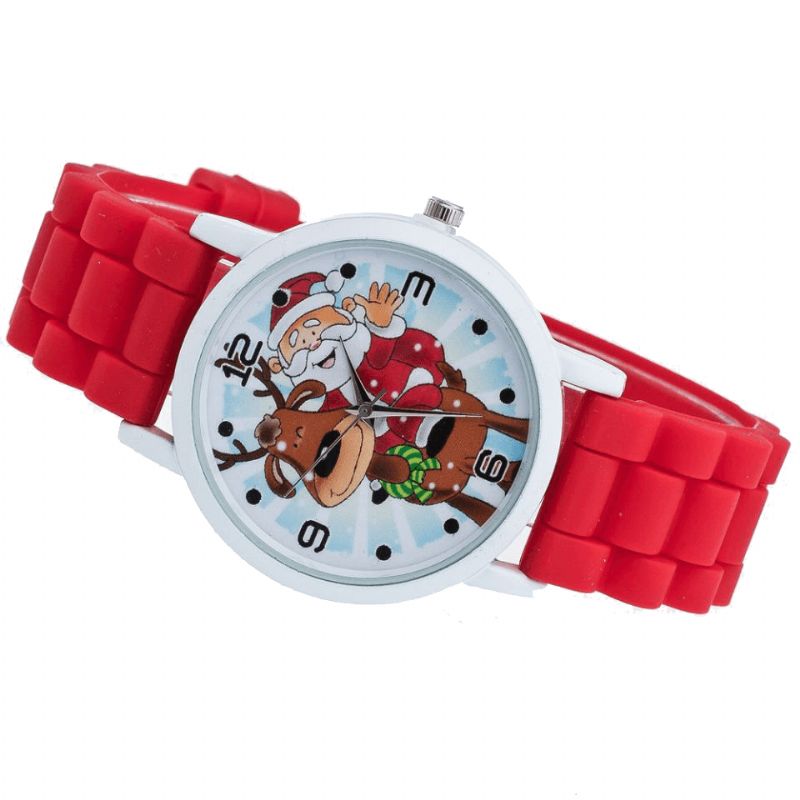 Dessin Animé Père Noël Et Renne Motif Bracelet En Silicone Montre Mignon Enfant Montre Mode Enfants Montre À Quartz