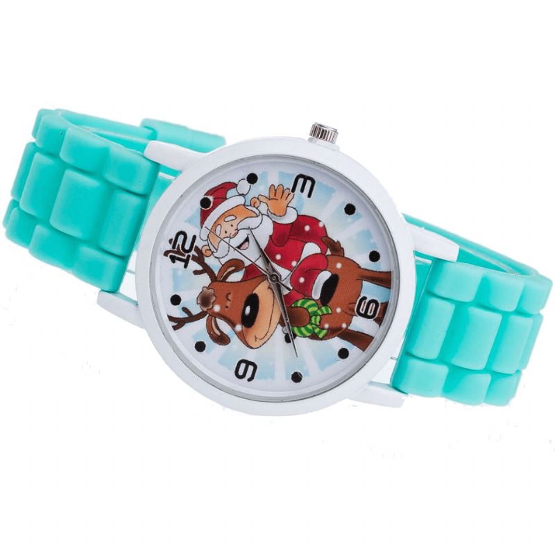 Dessin Animé Père Noël Et Renne Motif Bracelet En Silicone Montre Mignon Enfant Montre Mode Enfants Montre À Quartz