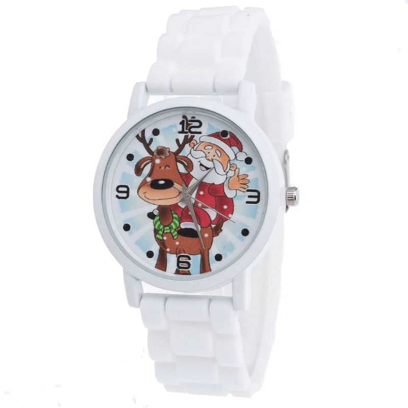 Dessin Animé Père Noël Et Renne Motif Bracelet En Silicone Montre Mignon Enfant Montre Mode Enfants Montre À Quartz