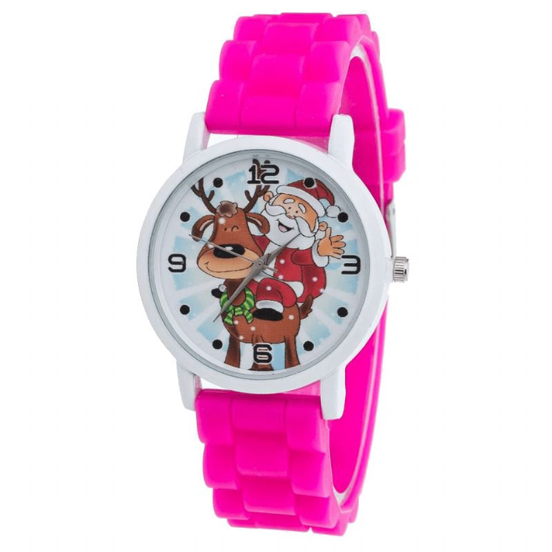 Dessin Animé Père Noël Et Renne Motif Bracelet En Silicone Montre Mignon Enfant Montre Mode Enfants Montre À Quartz