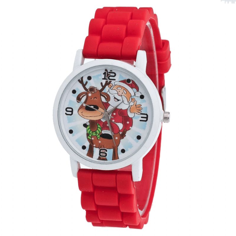 Dessin Animé Père Noël Et Renne Motif Bracelet En Silicone Montre Mignon Enfant Montre Mode Enfants Montre À Quartz